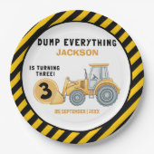 "Dig In! Construction Truck Party for 3rd Birthday Pappteller (Vorderseite)