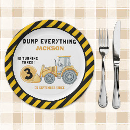 "Dig In! Construction Truck Party for 3rd Birthday Pappteller