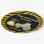 "Dig In! Construction Truck Party for 3rd Birthday Pappteller (Schrägansicht)