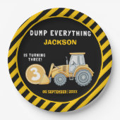 "Dig In! Construction Truck Party for 3rd Birthday Pappteller (Vorderseite)