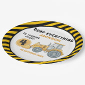 "Dig In! Construction Truck Party for 4th Birthday Pappteller (Schrägansicht)