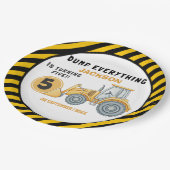 "Dig In! Construction Truck Party for 5th Birthday Pappteller (Schrägansicht)