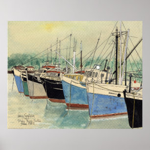 Digby, Neuschottland, Fischerboote, Aquarell Poster
