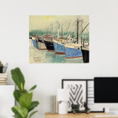Digby, Nova Scotia, Fischerboote, Aquarell Poster (Heimbüro)