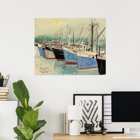 Digby, Nova Scotia, Fischerboote, Aquarell Poster (Heimbüro)