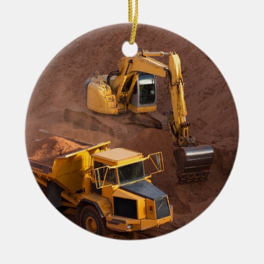 Digger und Dump Truck Keramik Ornament (Vorne)