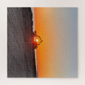 Digger und Truck Framing Sonnenuntergang am Meer Puzzle (Horizontal)