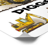 Diggers Backhozer Dozers Construction Poster Print (Ecke)