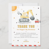 Diggin’ It Construction Birthday Thank You Card (Vorderseite)