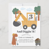 Diggin' It Construction Theme Geburtstagsfeier Einladung (Vorderseite)