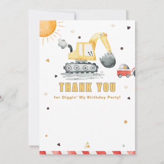 Diggin’ It Digger Birthday Thank You Card (Vorderseite)