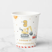 Diggin’ It Yellow Construction Brithday Party Pappbecher (Vorderseite)