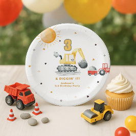 Diggin’ It Yellow Construction Brithday Party Pappteller