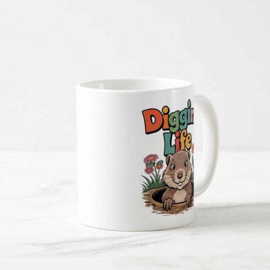 Diggin’ Life Funny Gopher Kaffeetasse (VorderseiteRechts)