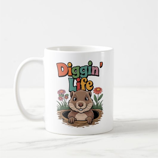 Diggin’ Life Funny Gopher Kaffeetasse (Links)