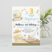 Digging It Construction Trucks Birthday Einladung (Stehend Vorderseite)