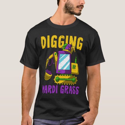 Digging Mardi Gras Cool Jester Excavator Construct T-Shirt (Vorderseite)