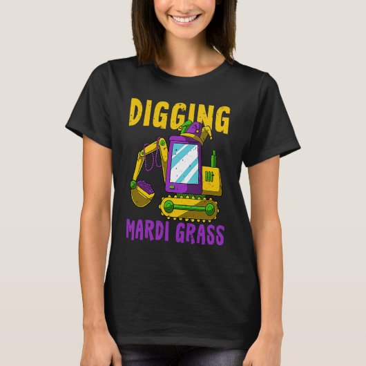 Digging Mardi Gras Cool Jester Excavator Construct T-Shirt (Vorderseite)