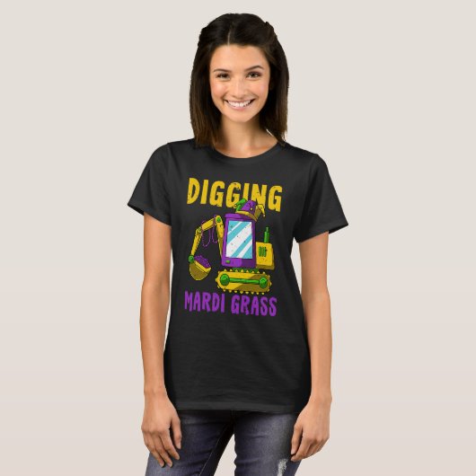 Digging Mardi Gras Cool Jester Excavator Construct T-Shirt (Vorne ganz)