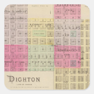 Dighton, La Ness, Sharon Springs, Kansas Quadratischer Aufkleber