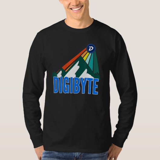 Digibyte Dgb Crypto Mountain Sun Rays Cryptocurren T-Shirt (Vorderseite)