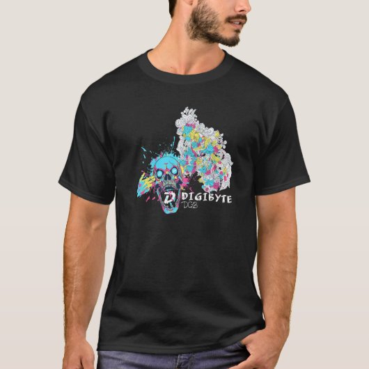 Digibyte Mind Blown Crypto Skull Art Dgb Cryptocur T-Shirt (Vorderseite)