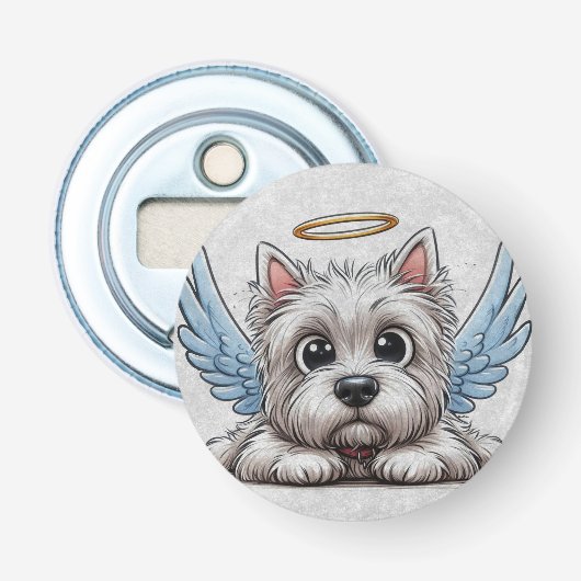 DigiPups West Highland Terrier Dog Beach Scene Flaschenöffner (Vorderseite)