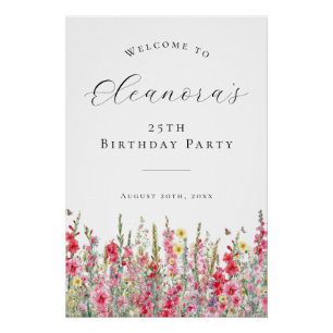 DIGITAL 25. Geburtstag August Geburtstag Blume Wil Poster