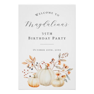 DIGITAL 35. Geburtstag Pumpkin Herbstlaub Willkomm Poster