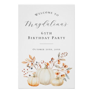 DIGITAL 65. Geburtstag Pumpkin Herbstlaub Willkomm Poster