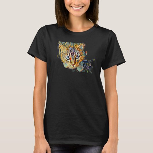 Digital Abstract Painting Of A Cat 10 T-Shirt (Vorderseite)