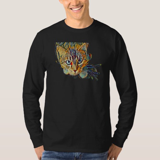 Digital Abstract Painting Of A Cat 10 T-Shirt (Vorderseite)