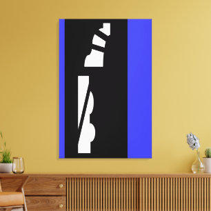 Digital Abstrakt Black, White & Blue Canvas Print Leinwanddruck