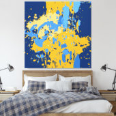 Digital Abstrakt Blue & Yellow Paint Spritzer Leinwanddruck (Insitu (Schlafzimmer))
