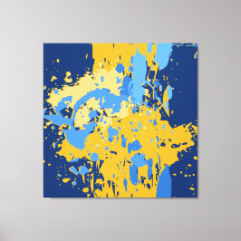 Digital Abstrakt Blue & Yellow Paint Spritzer Leinwanddruck