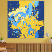 Digital Abstrakt Blue & Yellow Paint Spritzer Leinwanddruck (Insitu (Wohnzimmer))