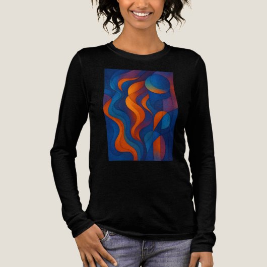 "Digital Abstrakt Flow - AI Generated Fluid Art De Tri-Blend Shirt (Vorderseite)
