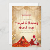 Digital Anand Karaj lädt Sikh zu Einladungen ein (Vorne/Hinten)