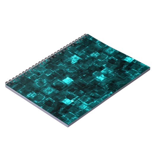Digital Aqua Glimmer Tiles Notizblock (Linke Seite)