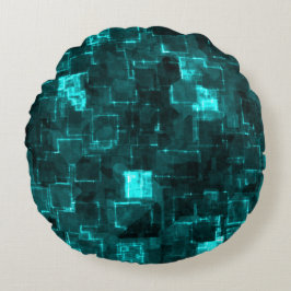 Digital Aqua Glimmer Tiles Rundes Kissen