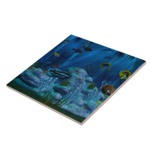 Digital Aquarium in Deep Sea 3D Fliese (Seite)