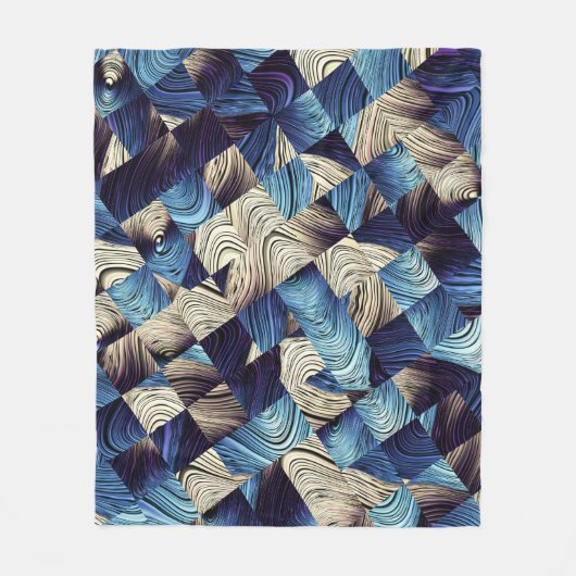 Digital Art Blue Abstrakt Squares Fleecedecke (Vorderseite)