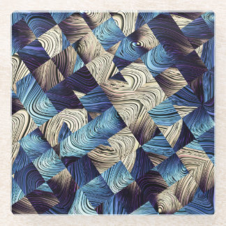Digital Art Blue Abstrakt Squares Glasuntersetzer