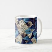 Digital Art Blue Abstrakt Squares Kaffeetasse (VorderseiteRechts)