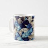 Digital Art Blue Abstrakt Squares Kaffeetasse (Vorderseite Links)
