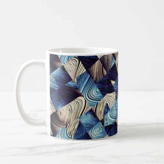 Digital Art Blue Abstrakt Squares Kaffeetasse (Links)