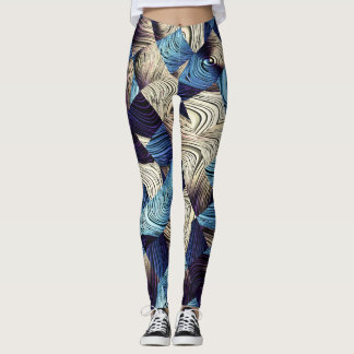 Digital Art Blue Abstrakt Squares Leggings