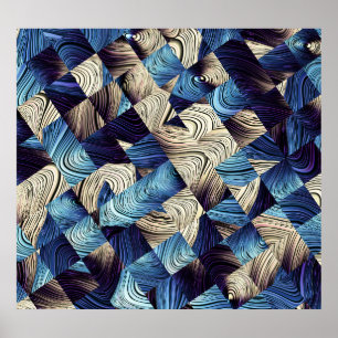 Digital Art Blue Abstrakt Squares Poster