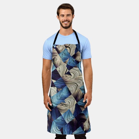 Digital Art Blue Abstrakt Squares Schürze (Getragen)