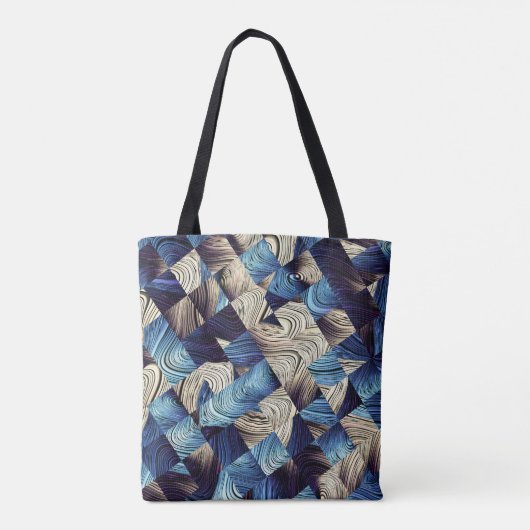 Digital Art Blue Abstrakt Squares Tasche (Rückseite)